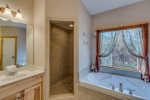 Main level Master bath with  tub and walk-in shower